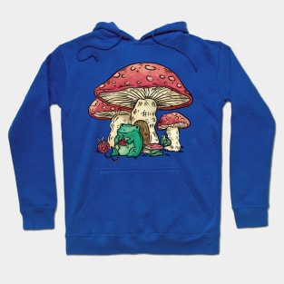 Cottagecore Aesthetic Mushrooms and Frog Cartoon Hoodie